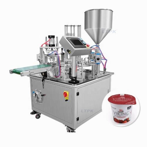 LTPK Automatic Jelly Yogurt Ice Cream Juice Sugar Honey Rotary Cup Discal Filling Capping Sealing Machine